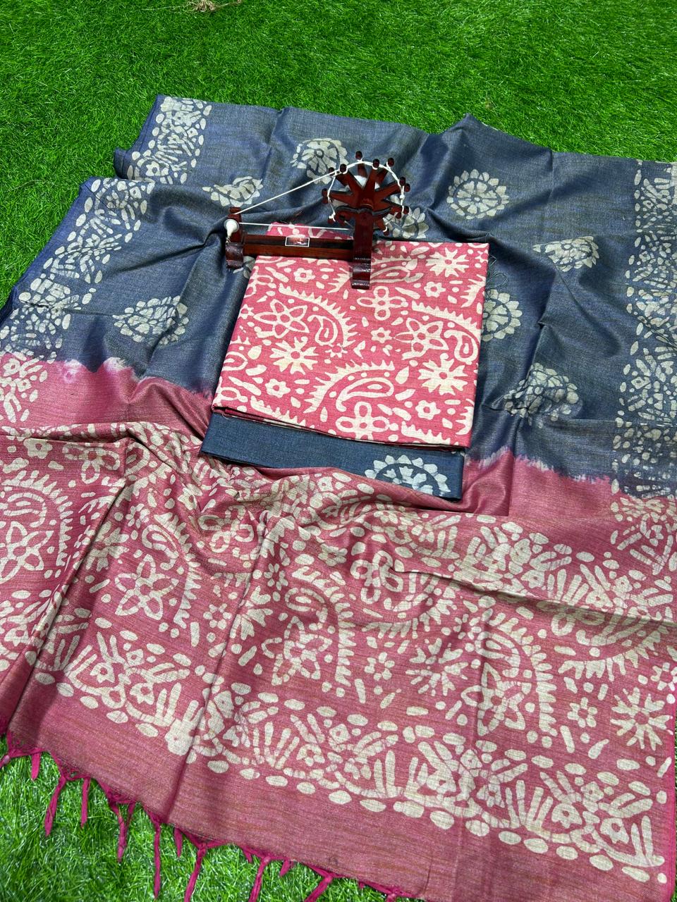 Hand Batik Print Cotton Silk Suit