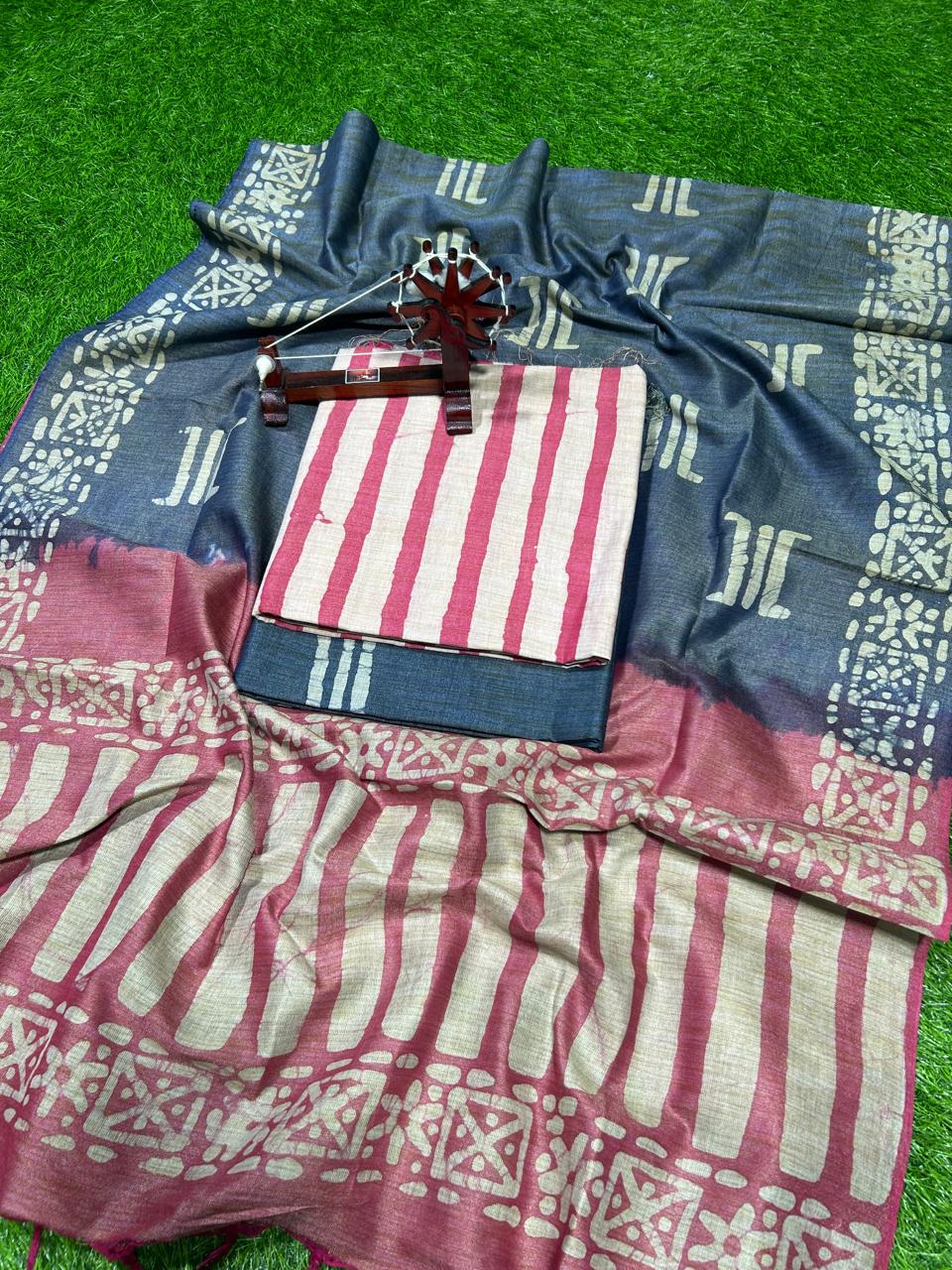 Hand Batik Print Cotton Silk Suit