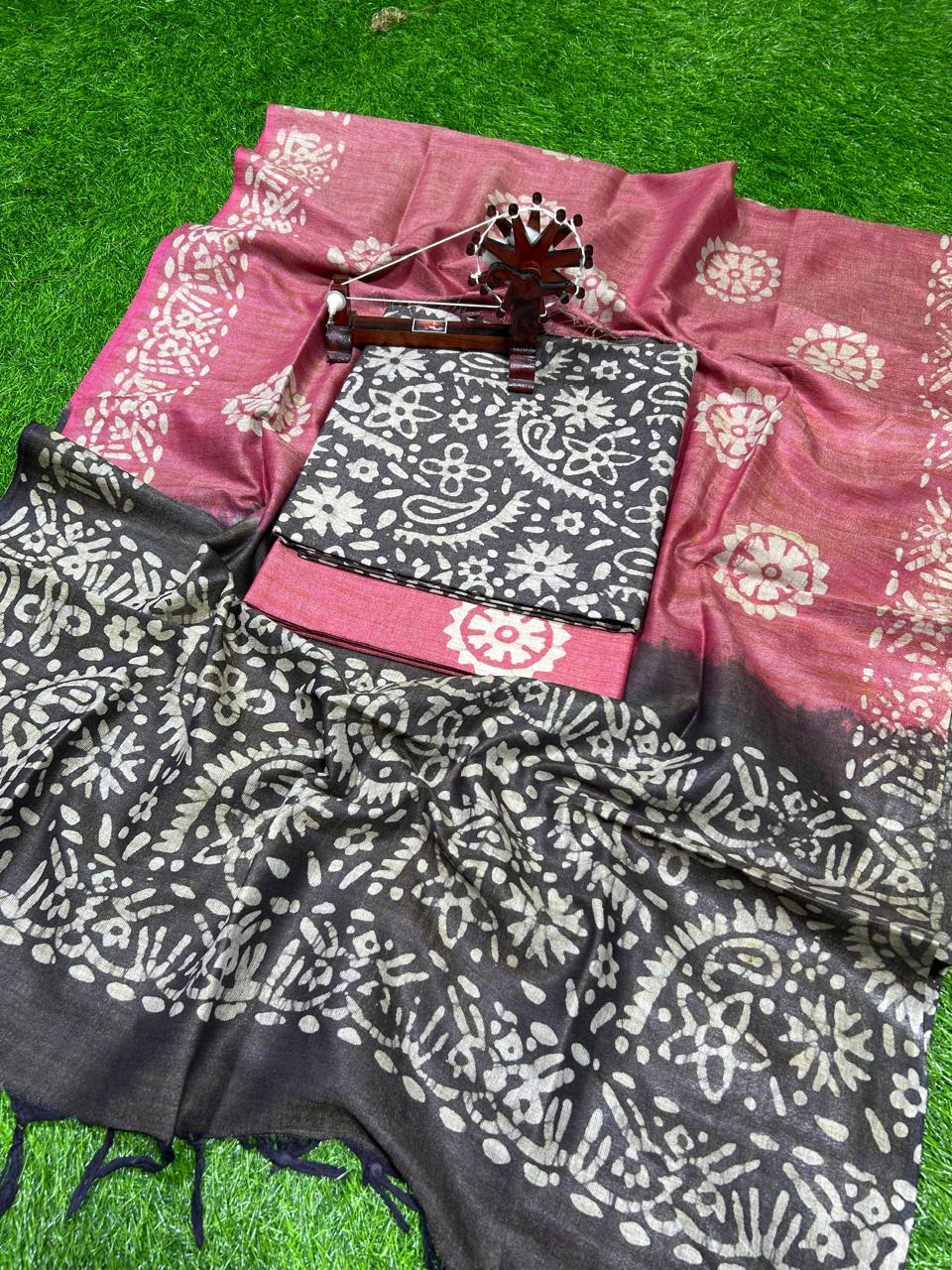 Hand Batik Print Cotton Silk Suit