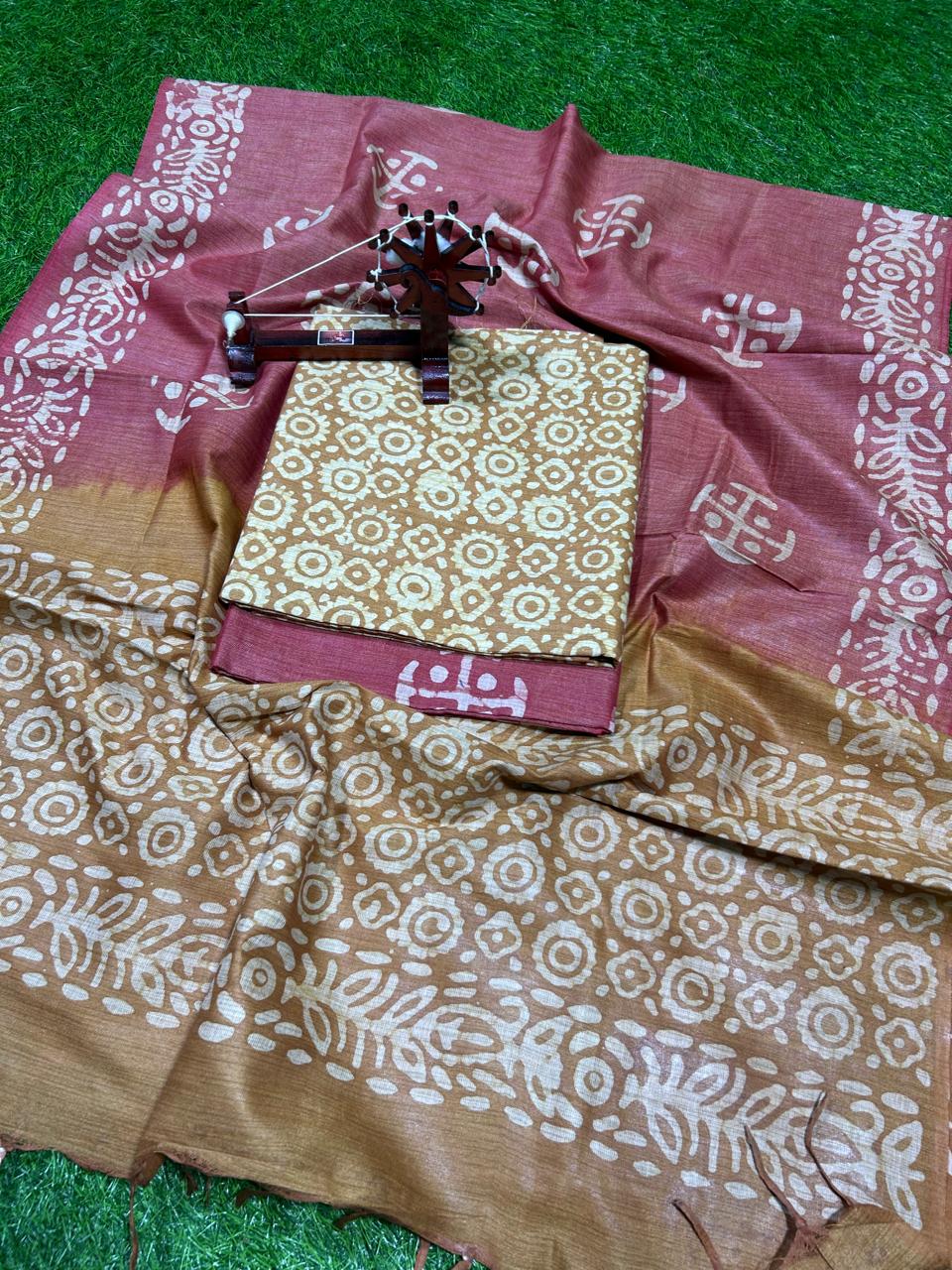 Hand Batik Print Cotton Silk Suit