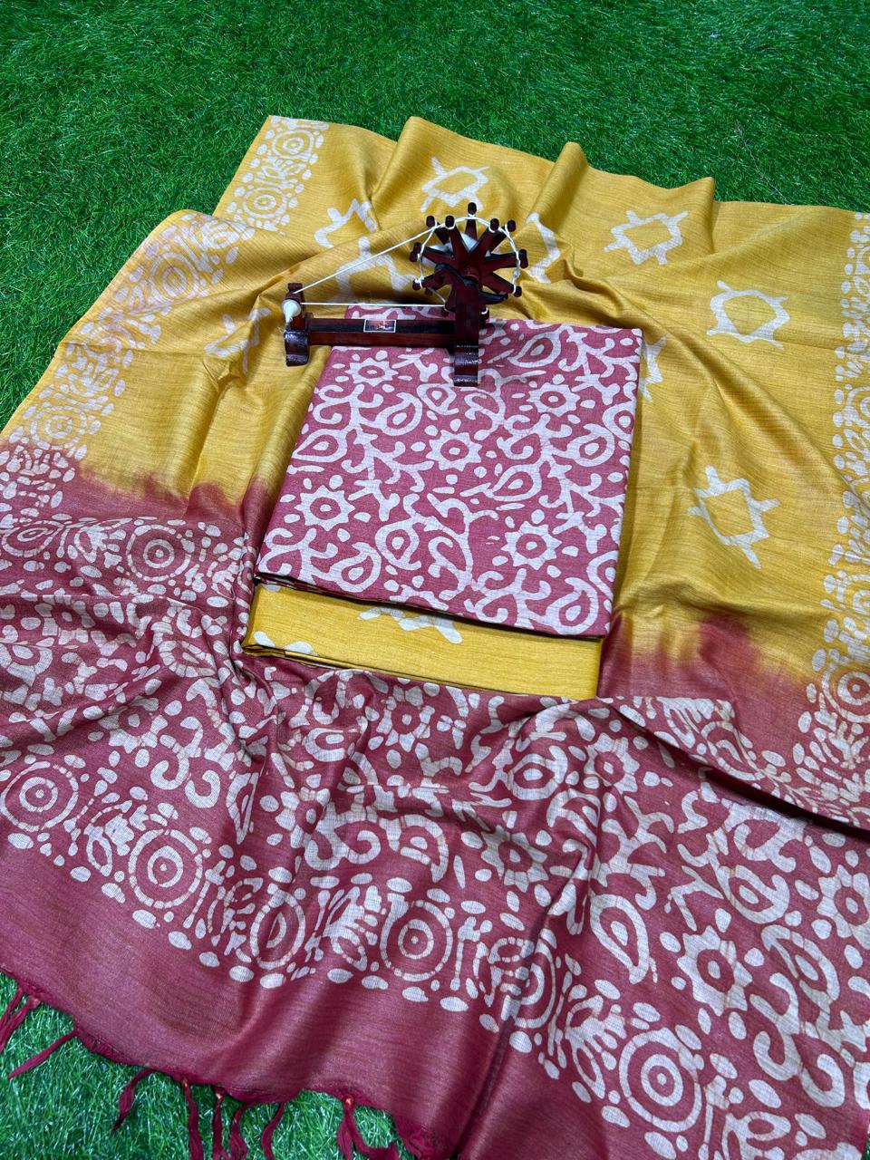 Hand Batik Print Cotton Silk Suit