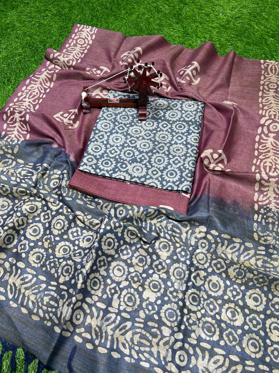 Hand Batik Print Cotton Silk Suit