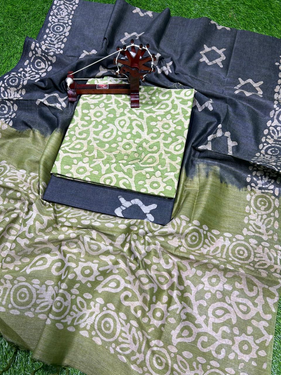 Hand Batik Print Cotton Silk Suit