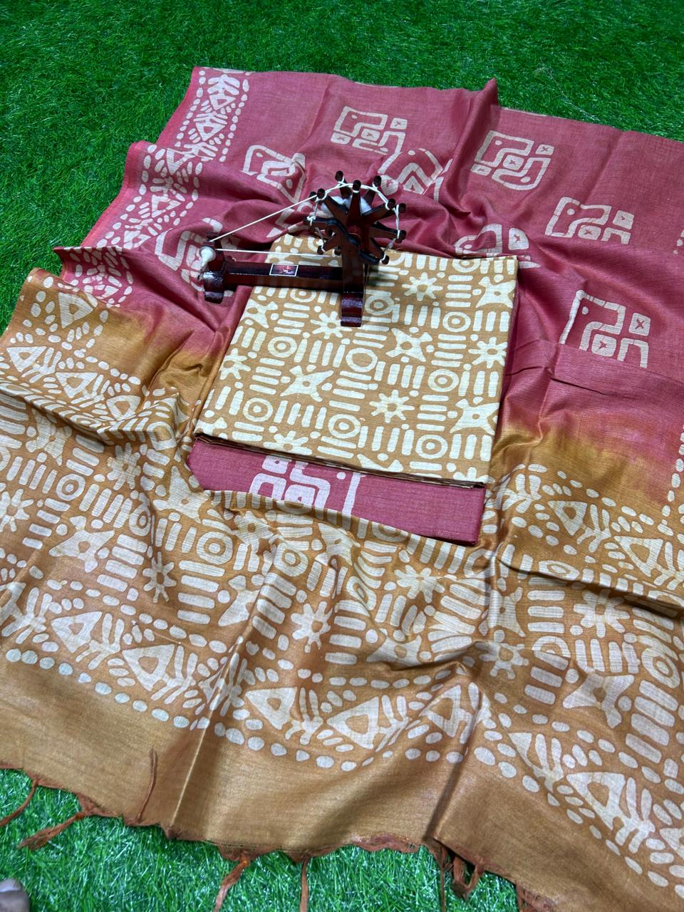 Hand Batik Print Cotton Silk Suit