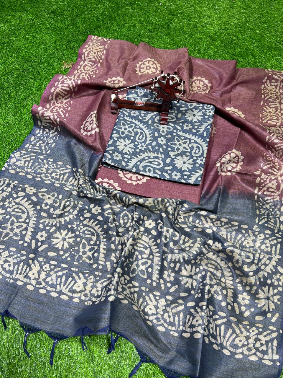 Hand Batik Print Cotton Silk Suit