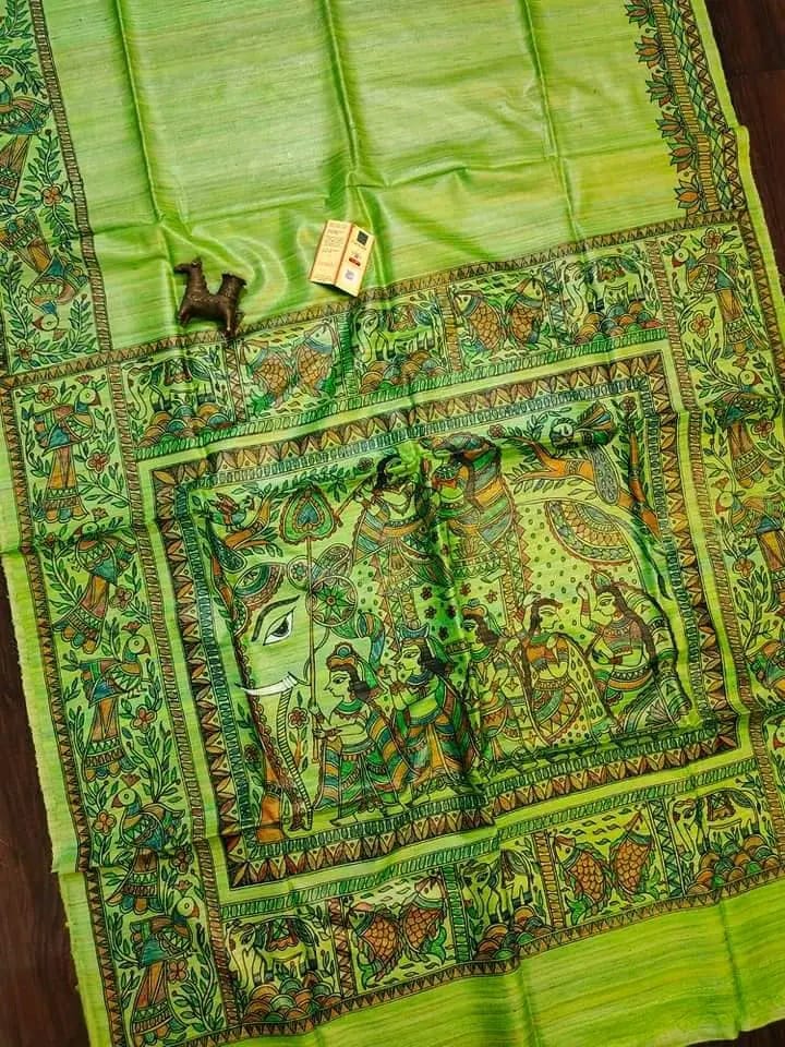 Hand Painted Saree - Pure Tussar Silk Saree Collection By Rank Never Retire