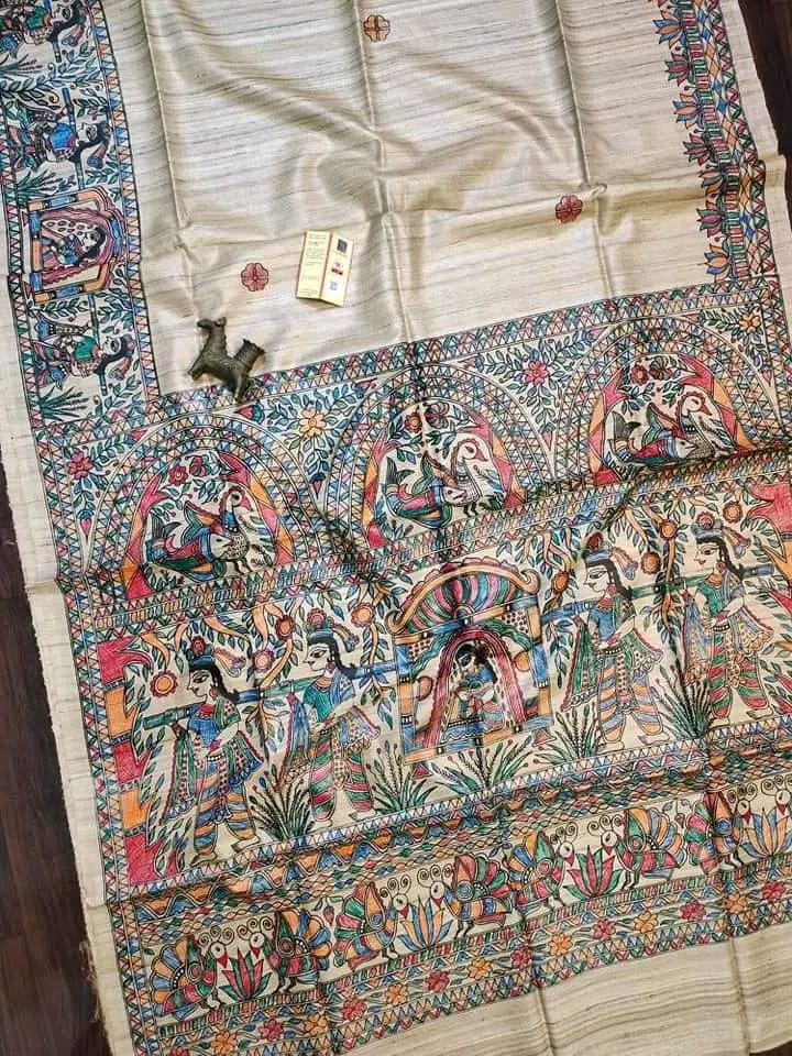 Hand Painted Saree - Pure Tussar Silk Saree Collection By Rank Never Retire