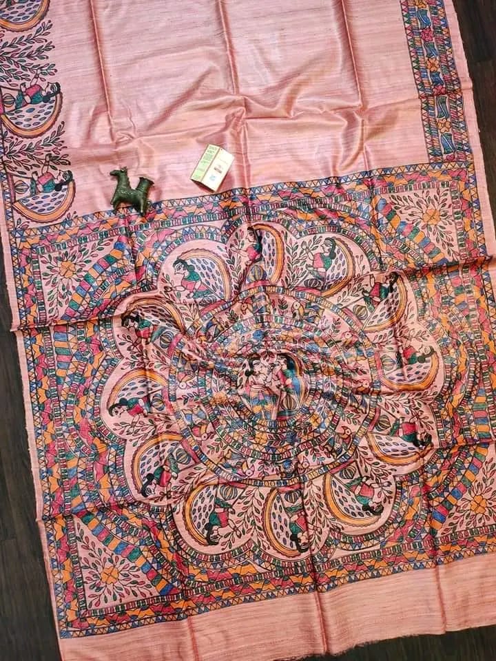 Hand Painted Saree - Pure Tussar Silk Saree Collection By Rank Never Retire