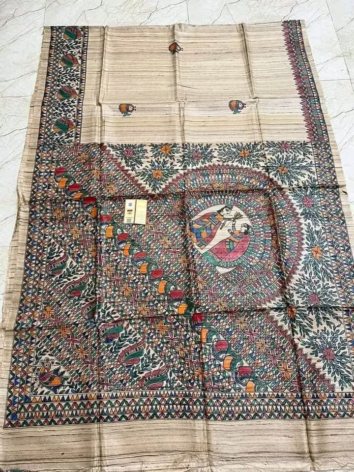 Hand Painted Saree - Pure Tussar Silk Saree Collection By Rank Never Retire