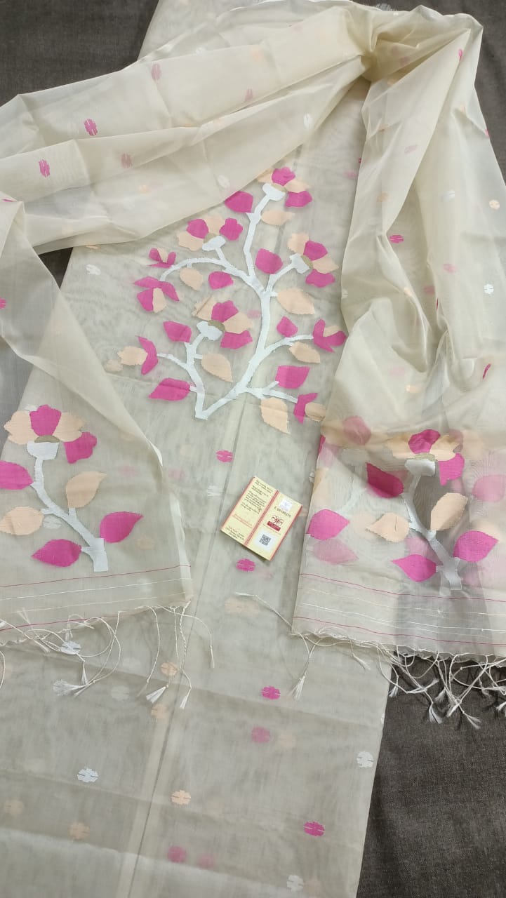 Thread and Needle work Jamdani Muslin Suits