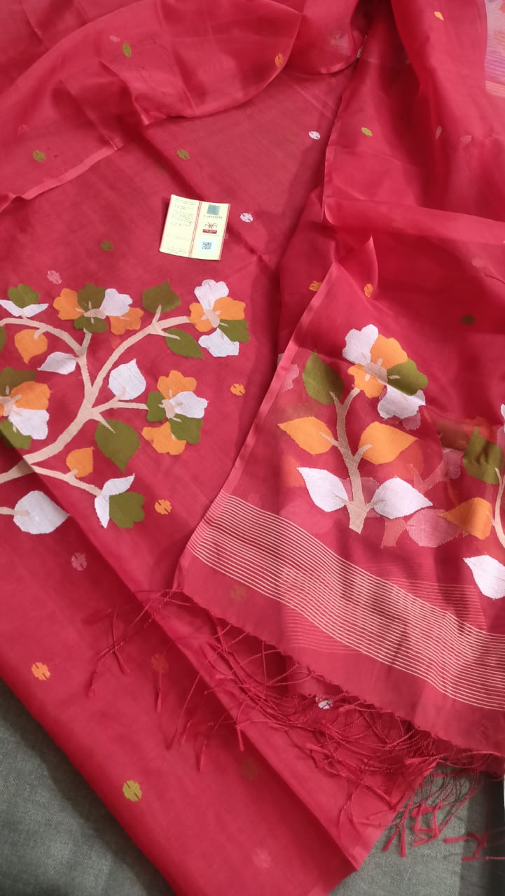 Thread and Needle work Jamdani Muslin Suits