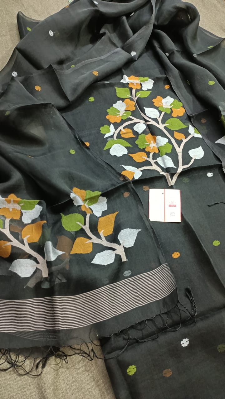 Thread and Needle work Jamdani Muslin Suits