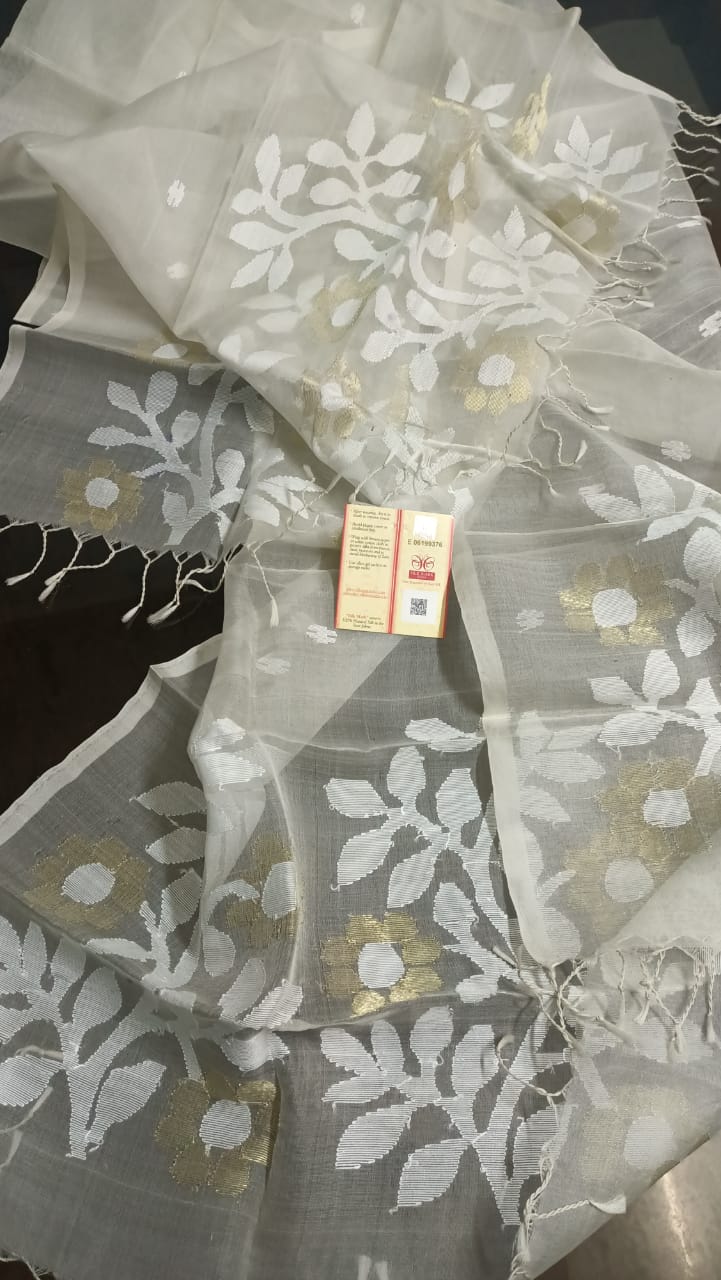 Thread and Needle work Jamdani Muslin Suits