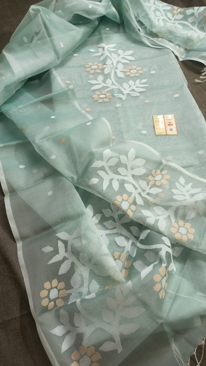 Thread and Needle work Jamdani Muslin Suits