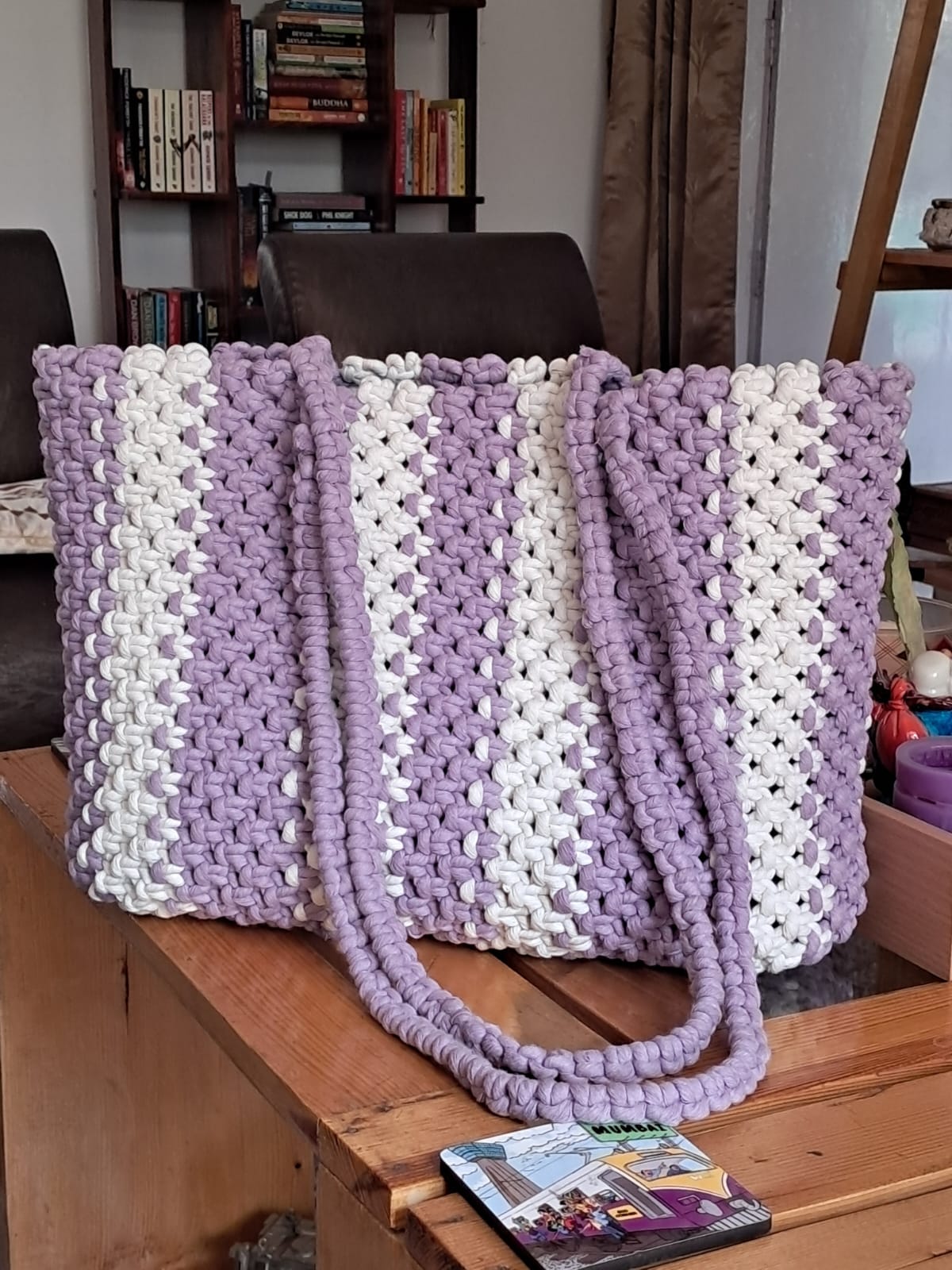 Macrame Handmade Purple Tote Bag by RNR