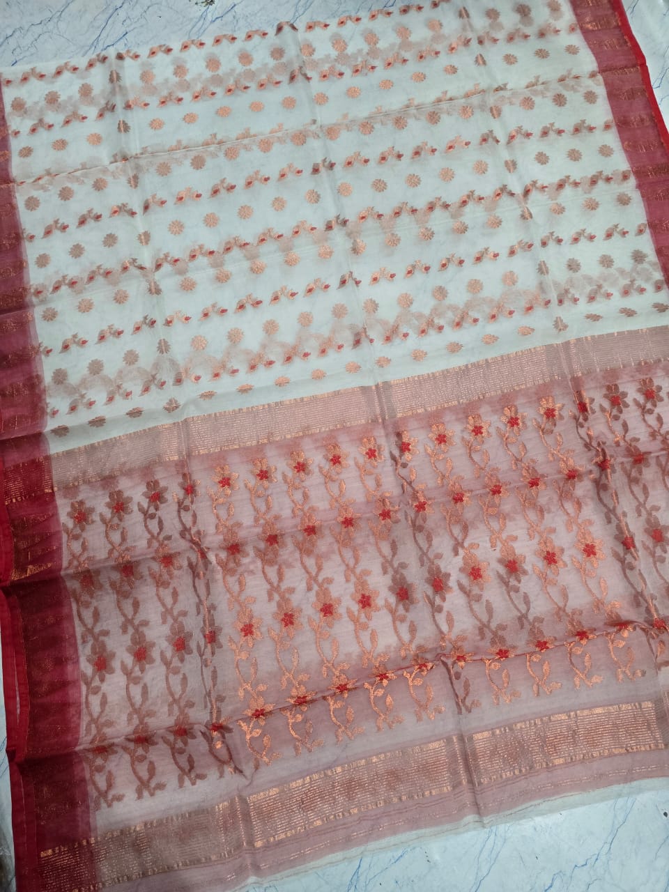 Jamdani Muslin Saree with Mina Work by RNR