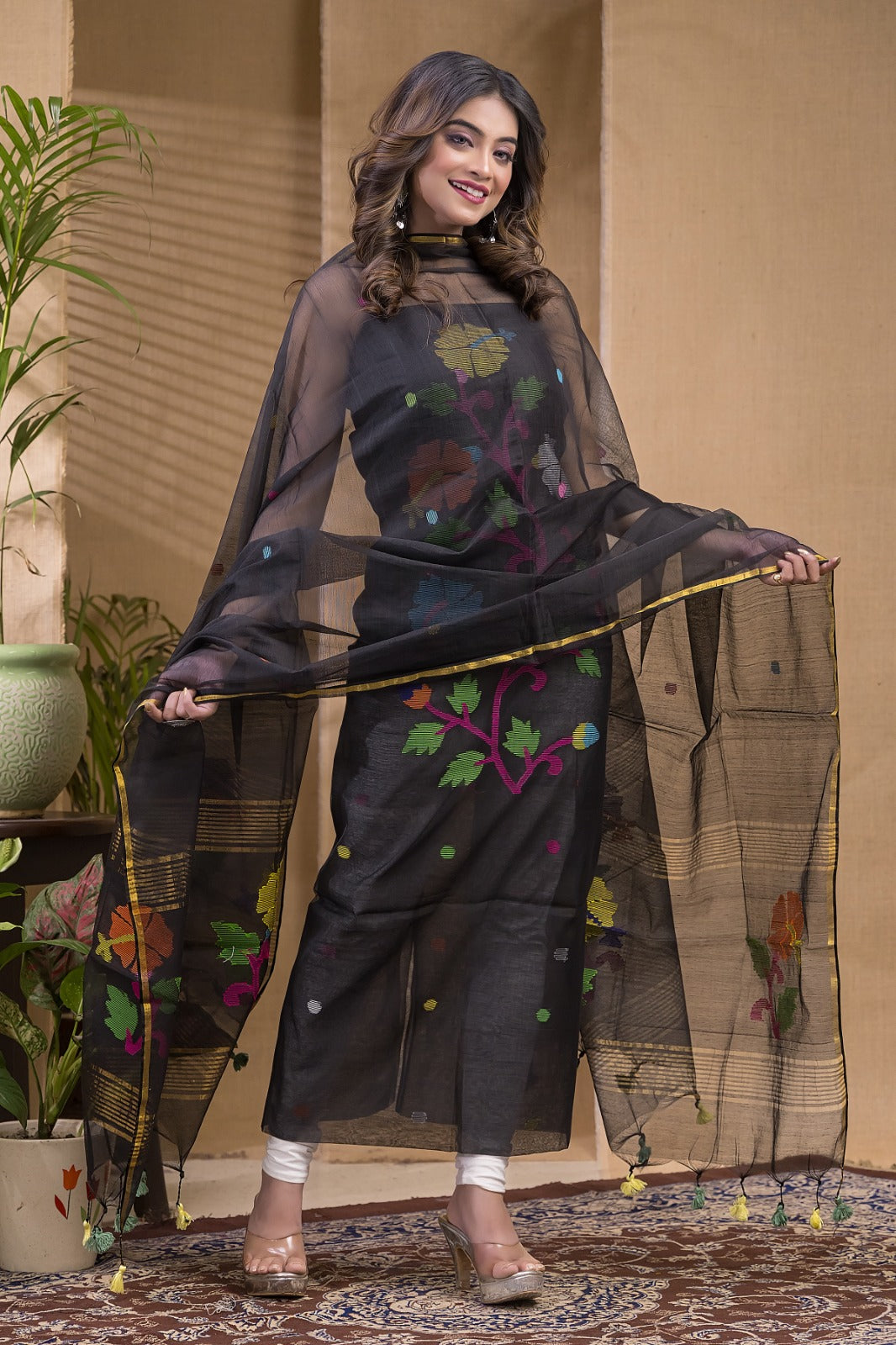 Pure Metallic Linen Jamdani Suit by RNR
