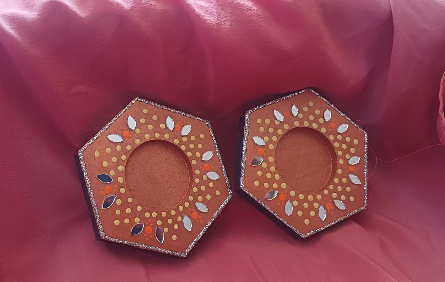 Brown Hexagon Tea Light Holder by RNR