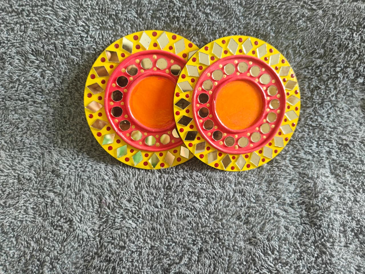 Yellow and Red Handmade Tea Light Holder by RNR