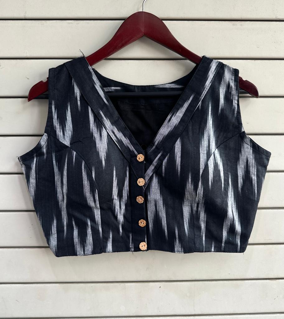 Stylish Ikkat Blouses - Black - RANK NEVER RETIRES