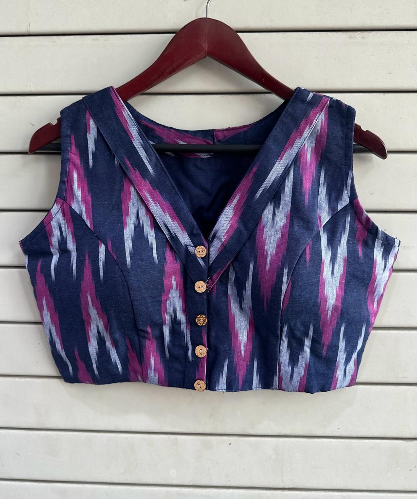 Stylish Ikkat Blouses - Blue and Pink - RANK NEVER RETIRES