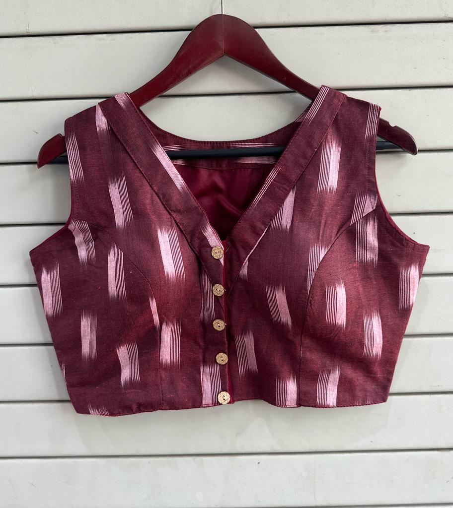 Stylish Ikkat Blouses - Maroon and Pink - RANK NEVER RETIRES