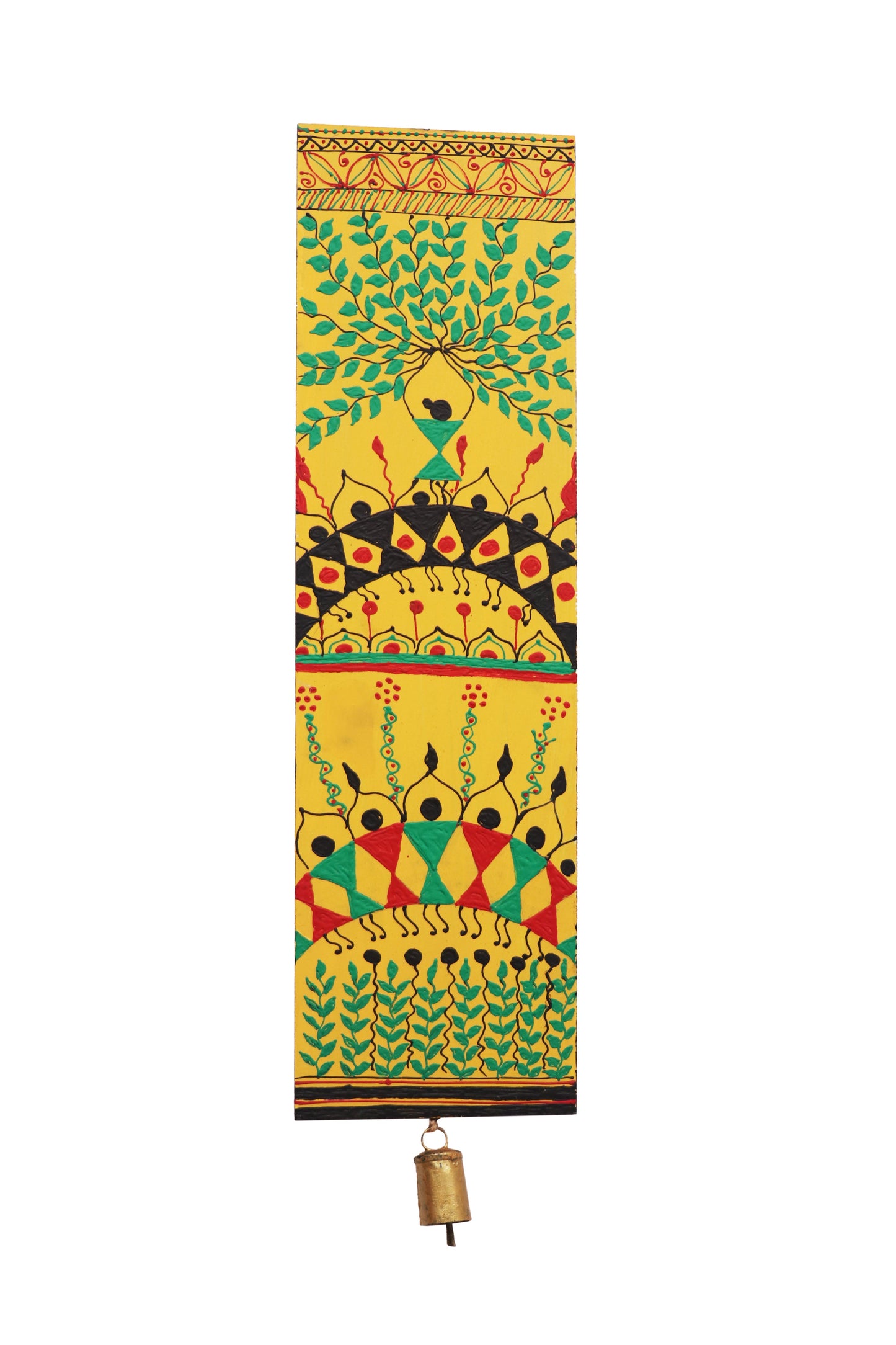 Handcrafted Yellow Warli Wall Painting Panels - RANK NEVER RETIRES