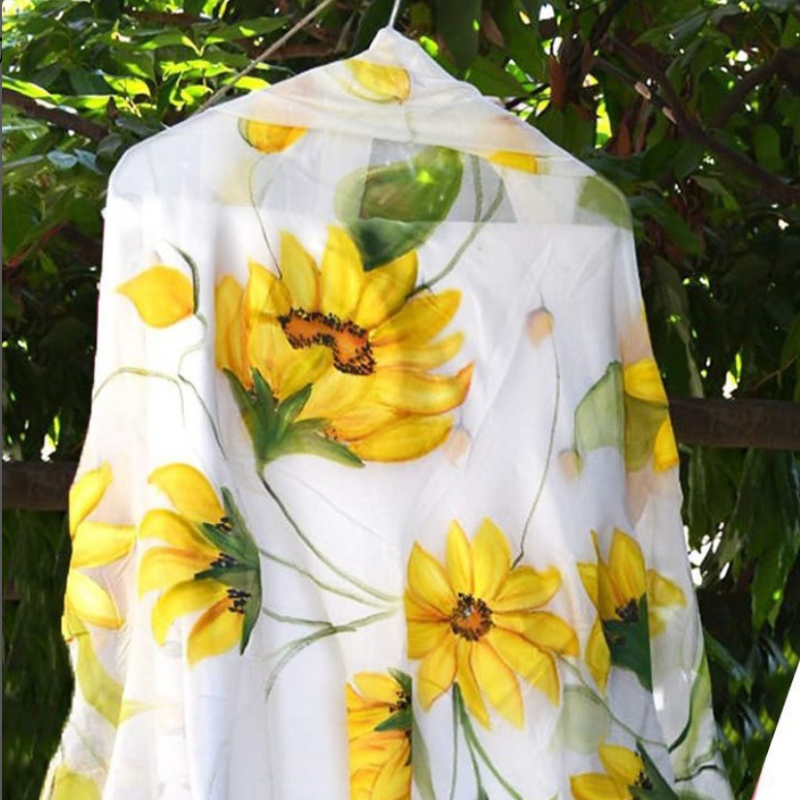 Let the Sun Shine!  Handpainted Chiffon Dupatta - RANK NEVER RETIRES