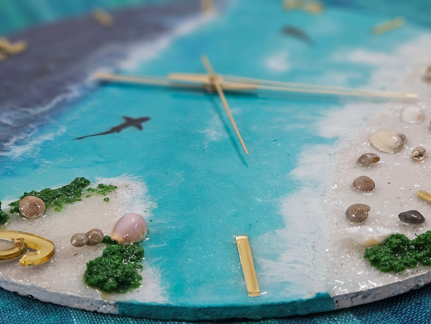 Ocean Theme Resin Clock with Fish By Rank Never Retires