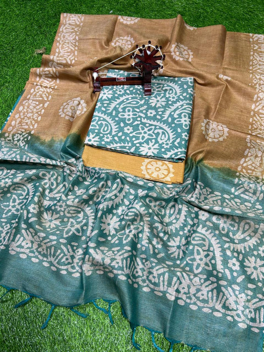 Hand Batik Print Cotton Silk Suit