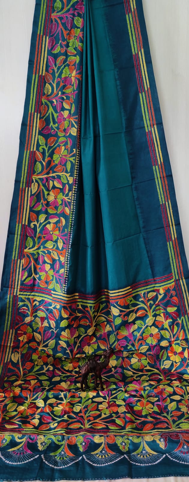 Batik print Kantha Bangalore Silk Saree
