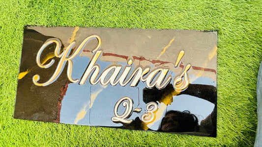 Customizable Black and Gold Resin Art Name Plate - 18*9 inches