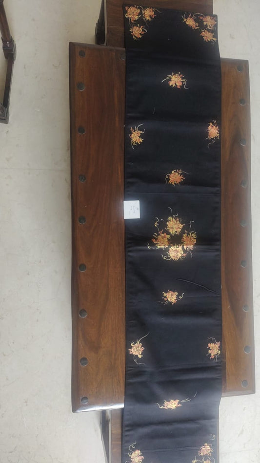 Black Floral Handpainted Runner by RNR