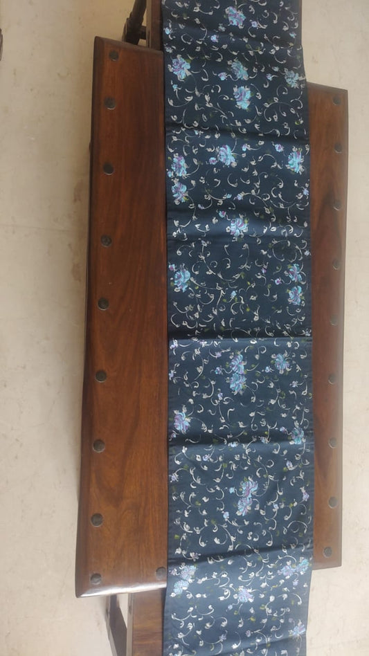 Blue on Black Handpainted Runner by RNR