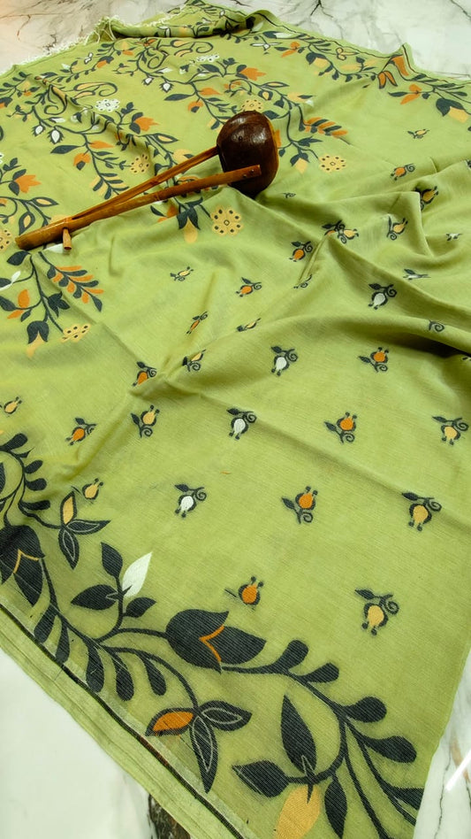 Cotton Jamdani Saree with Blouse by RNR