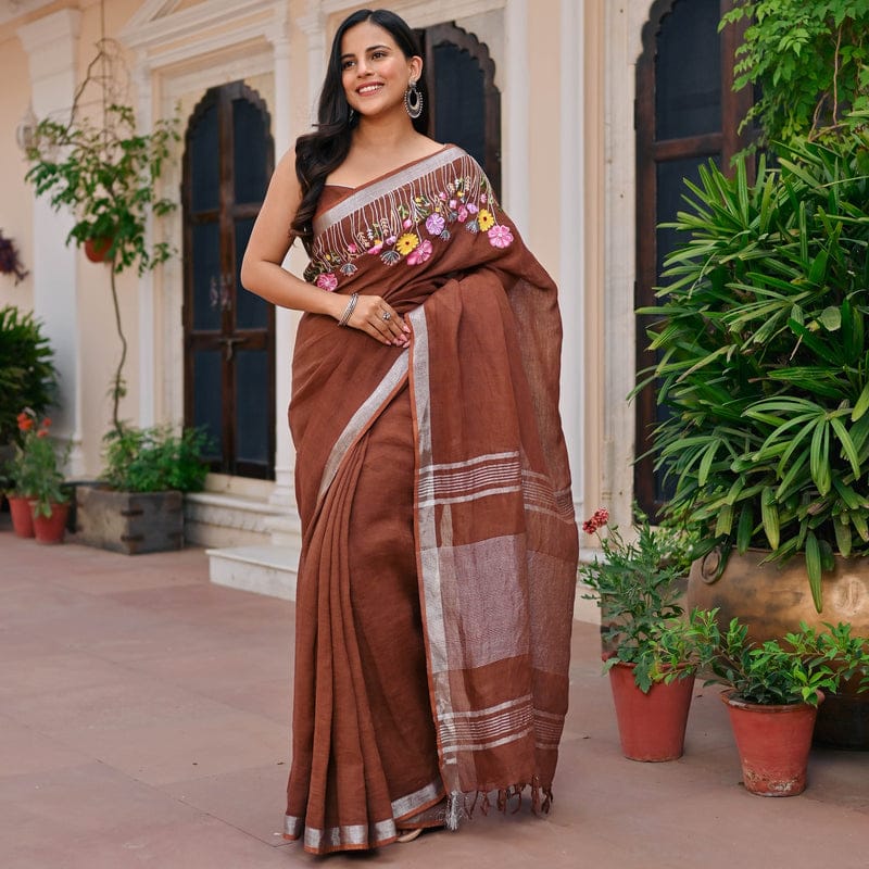 Embroidered Bhagalpuri Cotton Saree by RNR