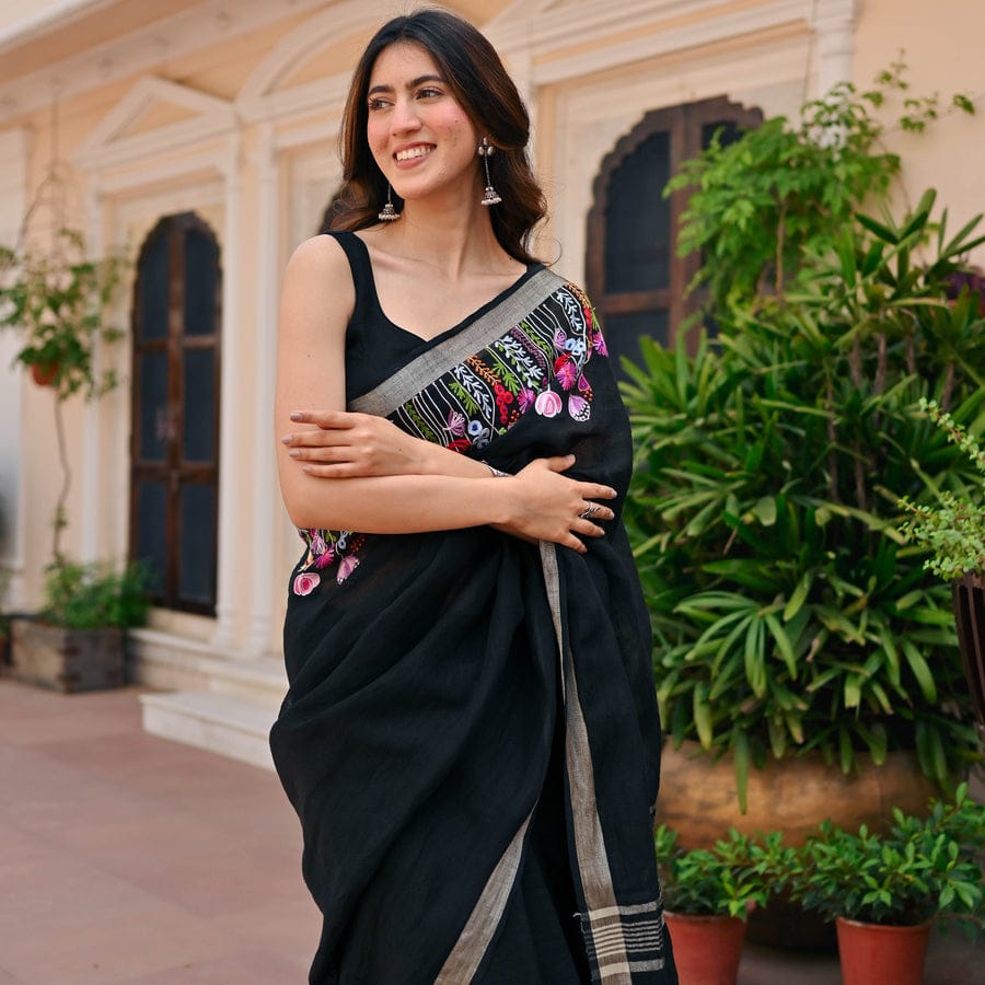 Embroidered Bhagalpuri Cotton Saree by RNR