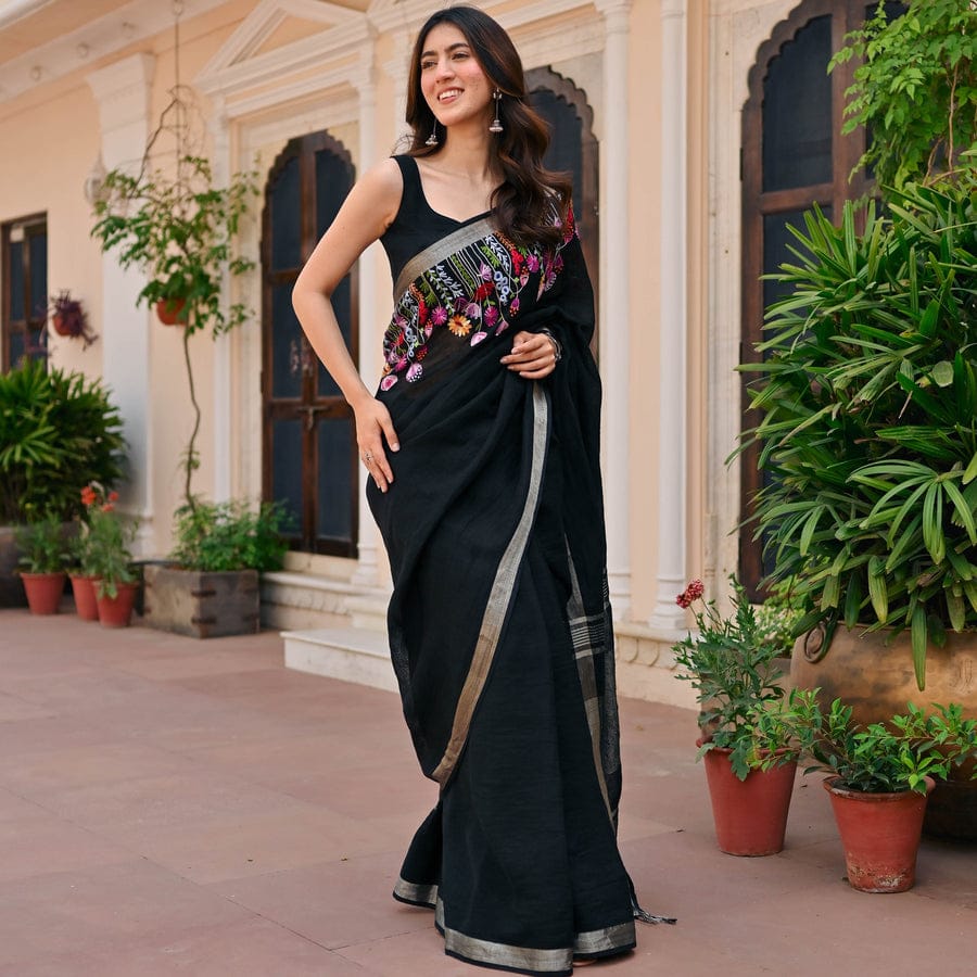 Embroidered Bhagalpuri Cotton Saree by RNR