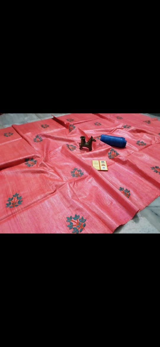 Embroidered Tussar Silk Saree with Zari | Zari Saree By Rank Never Retire