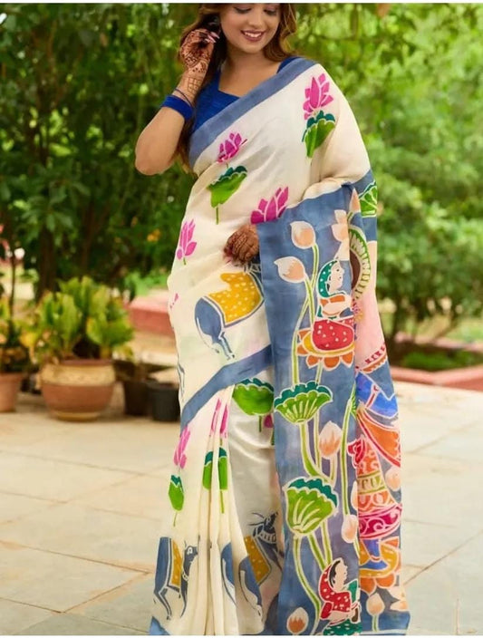 Exclusive Murshidabad Silk with Pure Hand Batik