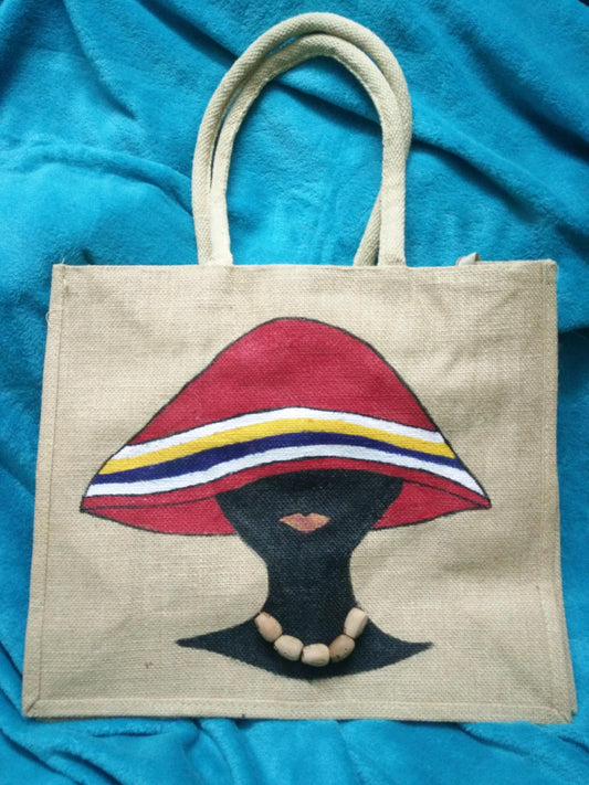 Handpainted Girl Boss Jute Ecofriendly Bag