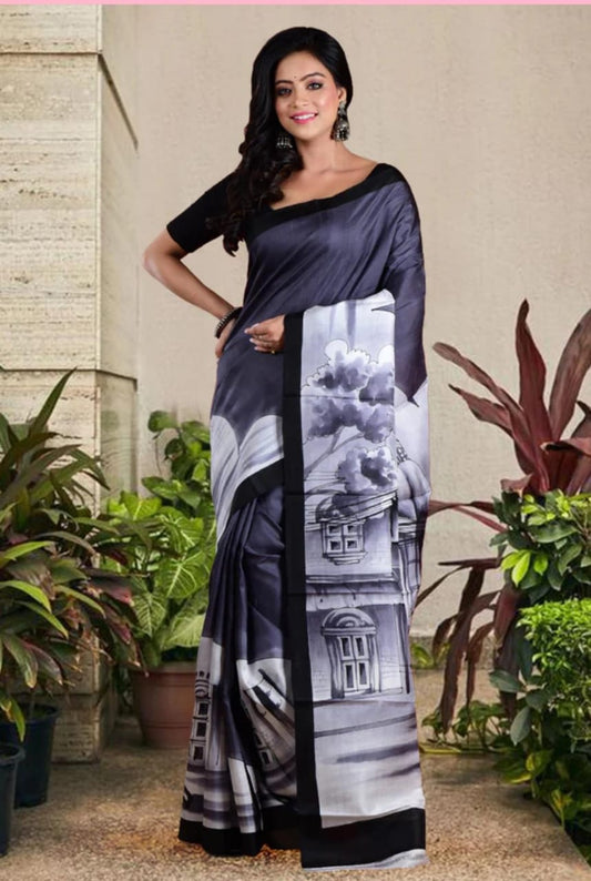 Hathgaadi Painted Bishnupuri Silk Saree by RNR