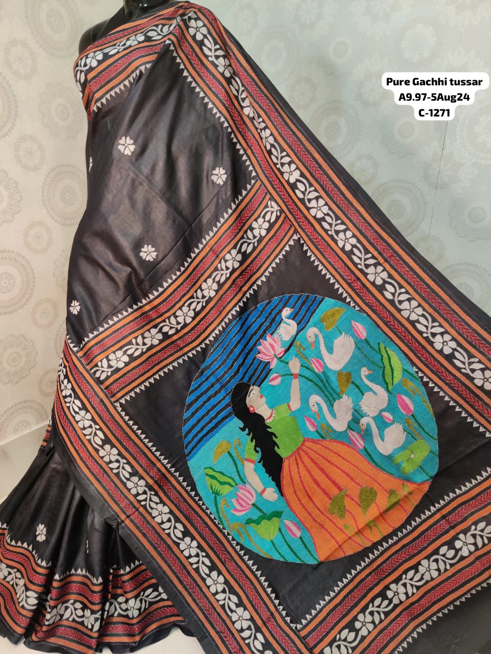 Kantha on Tussar with Gujarati Stitch