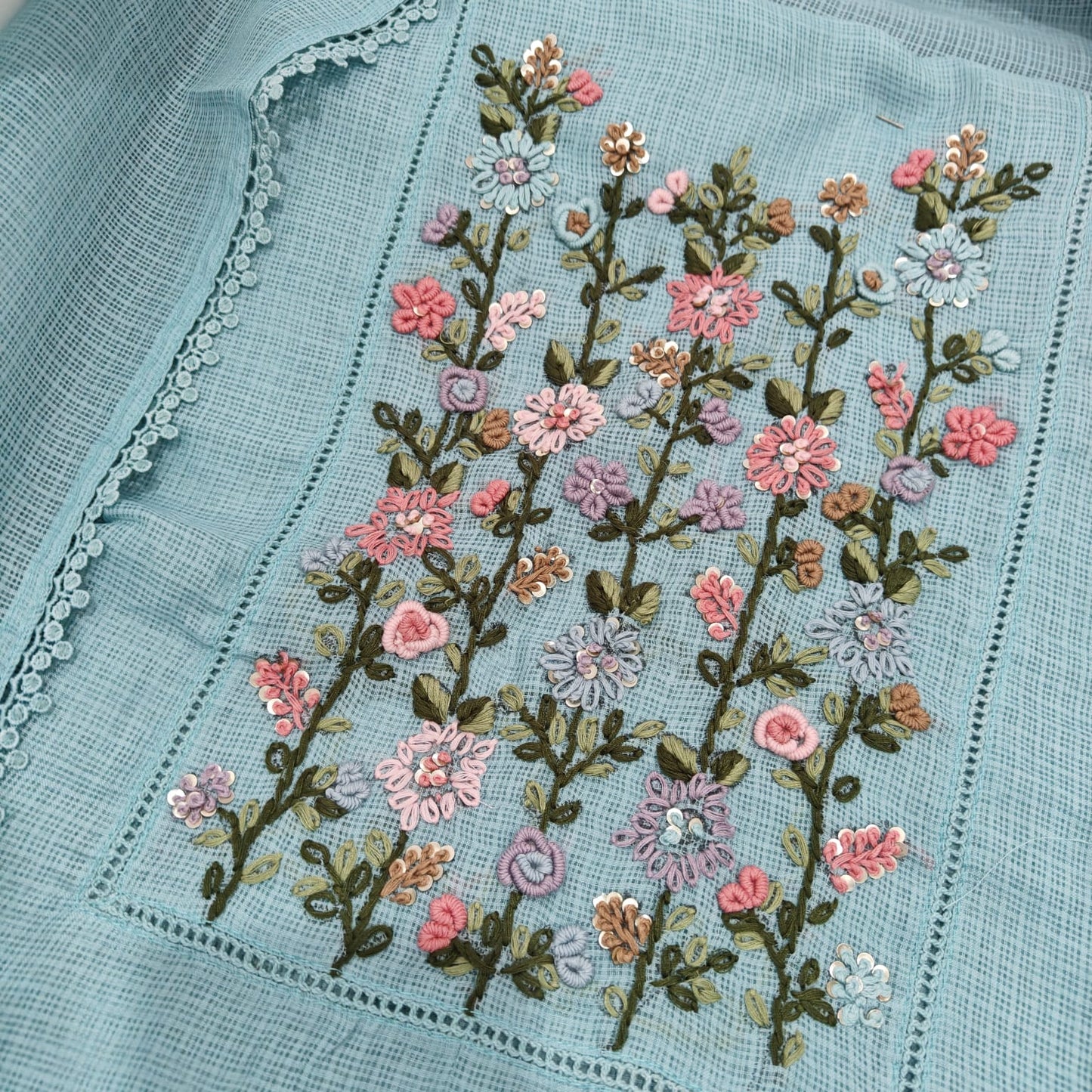 Kota Doriya Intricate Neck Embroidered Suit by RNR
