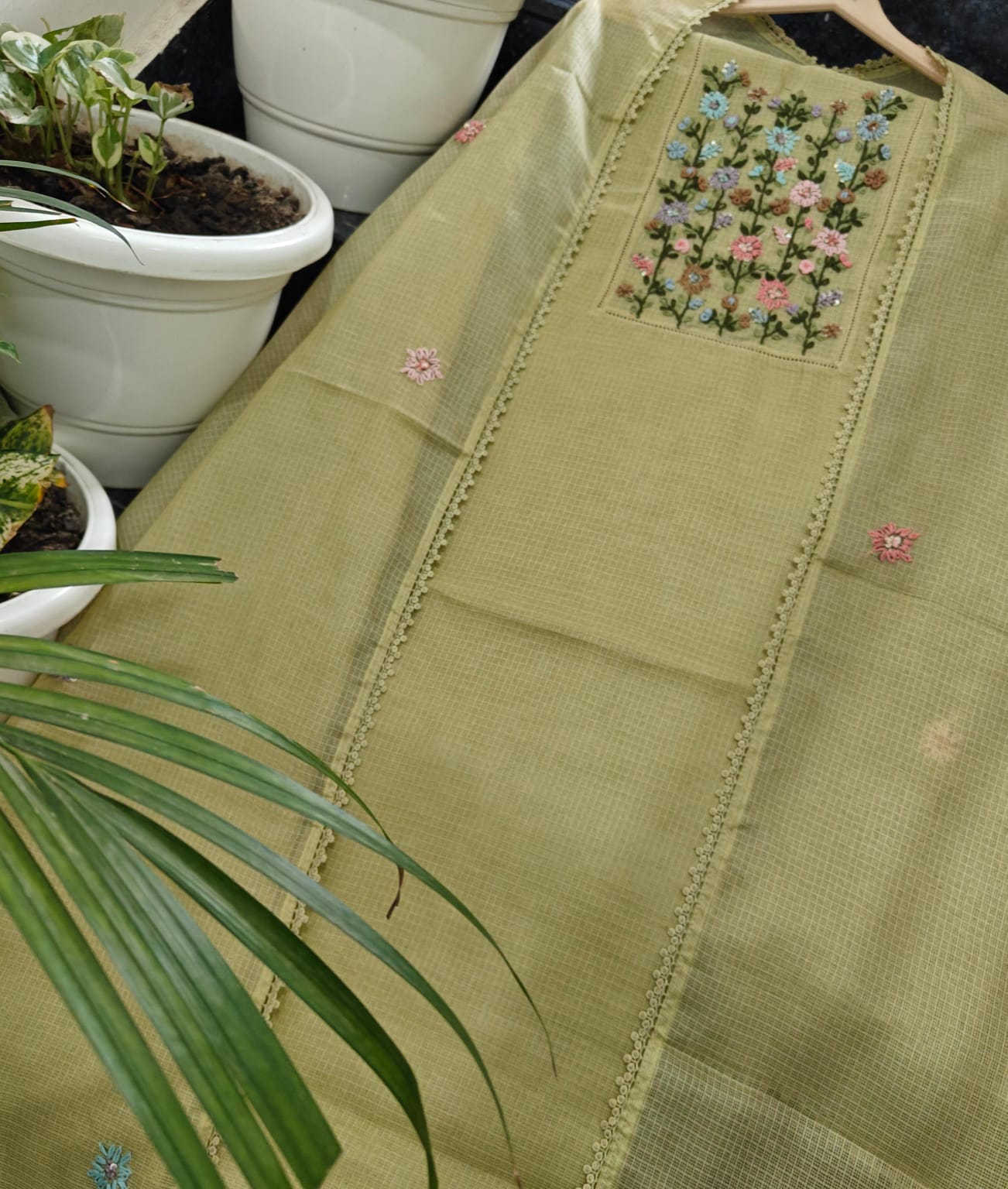 Kota Doriya Intricate Neck Embroidered Suit by RNR