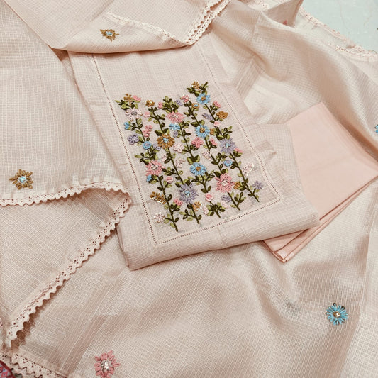 Kota Doriya Intricate Neck Embroidered Suit by RNR