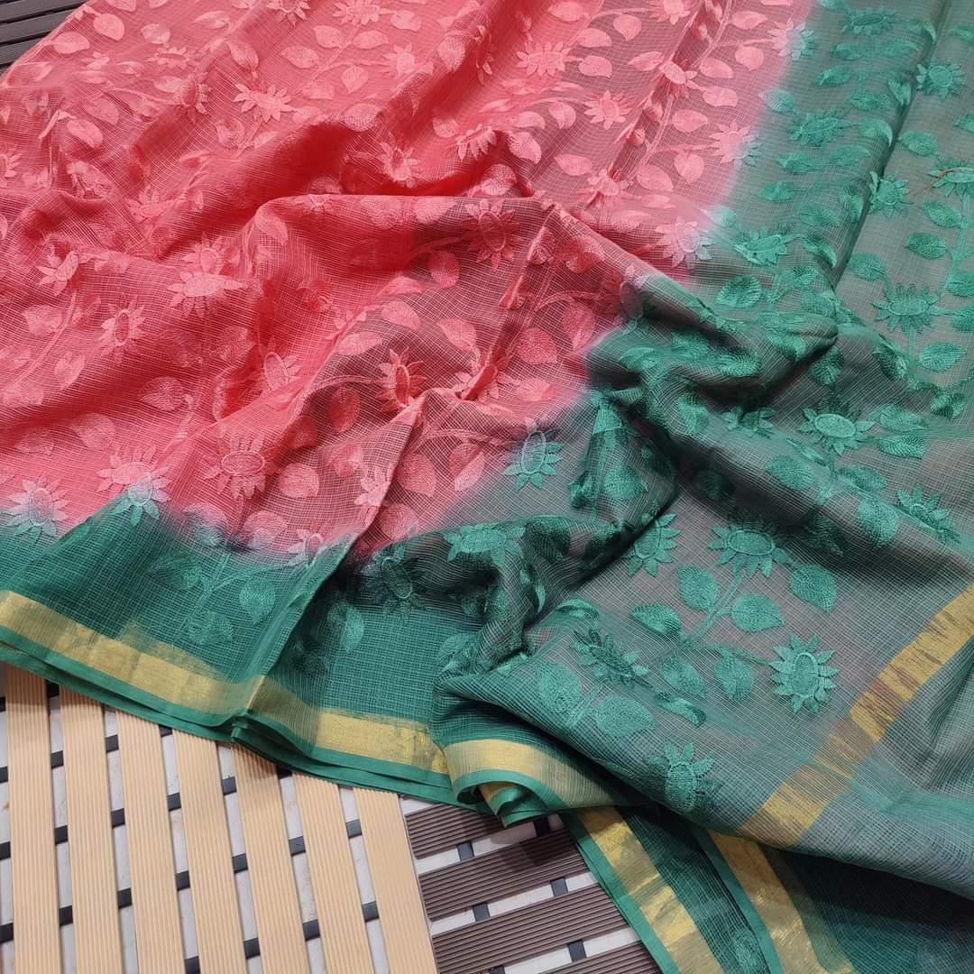 Pritha Kota Doriya Saree with embroidery