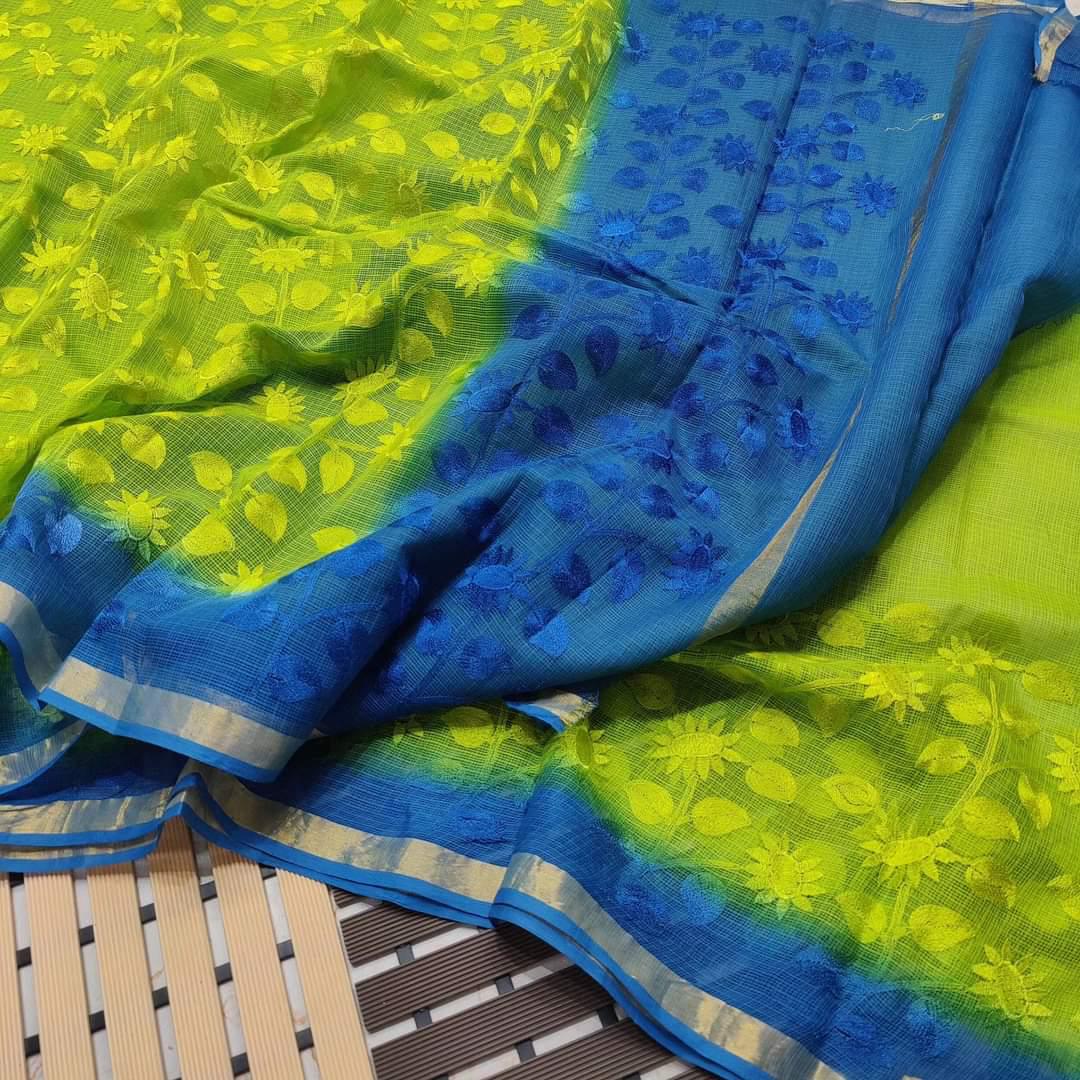 Pritha Kota Doriya Saree with embroidery