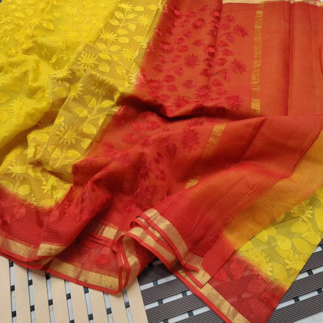 Pritha Kota Doriya Saree with embroidery