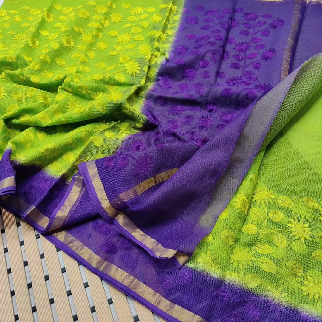 Pritha Kota Doriya Saree with embroidery